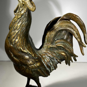 AUGUSTE NICOLAS CAIN pour SUSSE FRERES “Le réveil“ sculpture bronze coq français, XIXe s