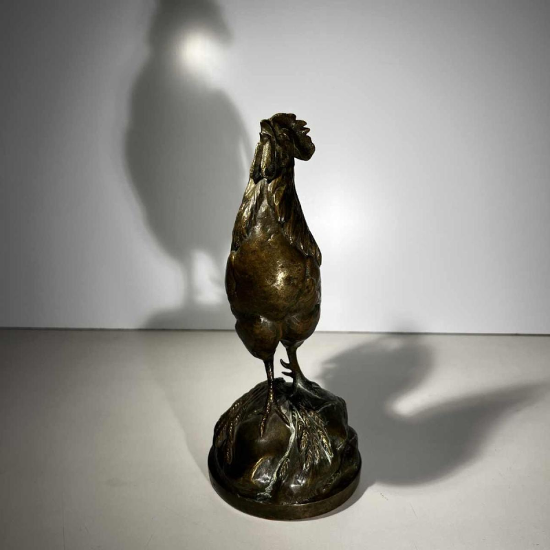AUGUSTE NICOLAS CAIN for SUSSE FRERES “The Awakening” bronze sculpture of a French rooster, 19th century