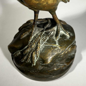 AUGUSTE NICOLAS CAIN pour SUSSE FRERES “Le réveil“ sculpture bronze coq français, XIXe s