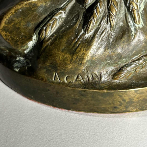 AUGUSTE NICOLAS CAIN voor SUSSE FRERES “De Ontwaking”, bronzen sculptuur van een Franse haan, 19e eeuw