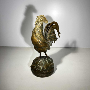 AUGUSTE NICOLAS CAIN for SUSSE FRERES “The Awakening” bronze sculpture of a French rooster, 19th century