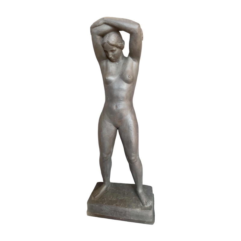 Antoine Vriens, grande sculpture Art Déco en plâtre patiné, 1932