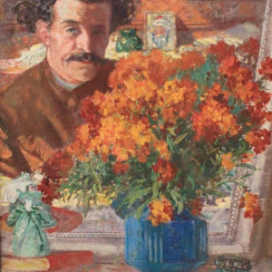 Paul Cirou , huile sur toile " Auto Portrait "