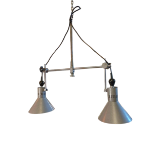 Paire de lampes suspensions industrielles, XXe s