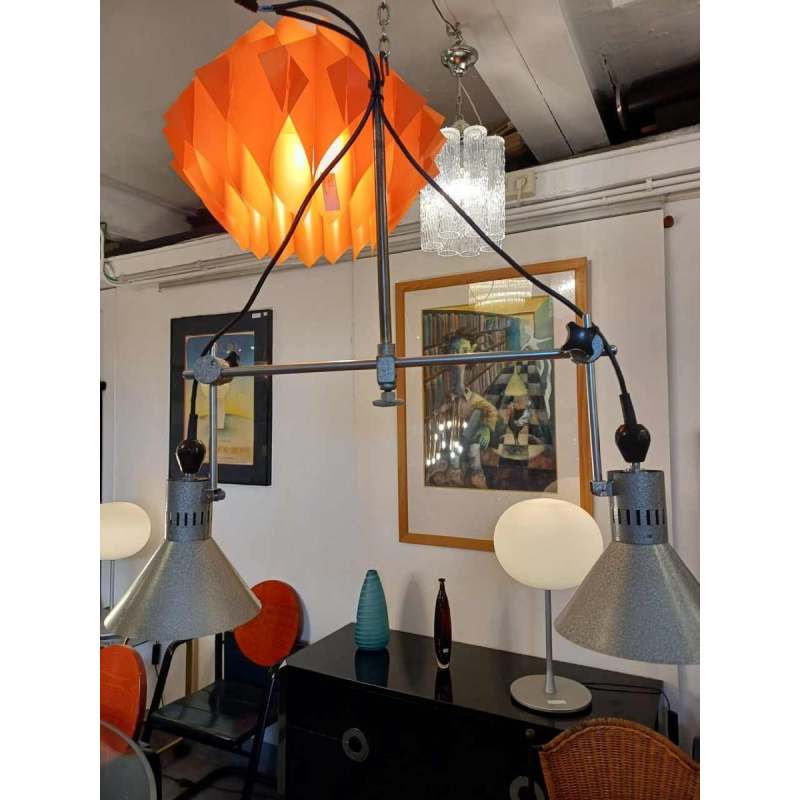 Pair of industrial pendant lamps, 20th century