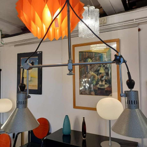 Pair of industrial pendant lamps, 20th century