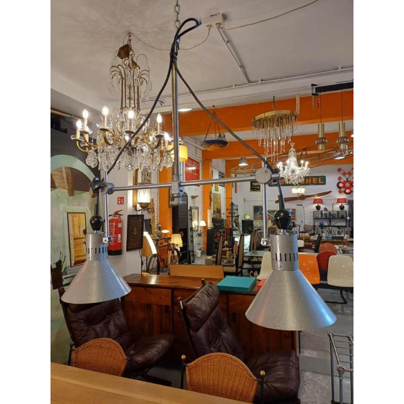 Pair of industrial pendant lamps, 20th century