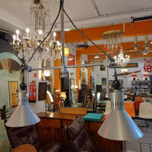 Pair of industrial pendant lamps, 20th century