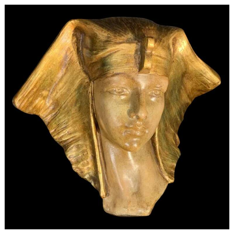 G. CARLI " ClÃ©opÃ¢tre ", Sculpture Art DÃ©co, femme en Terre Cuite Polychrome, 1930s