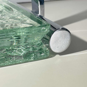 Jacques Adnet, Art Deco empty pocket in chromed steel and thick textured glass, 20th century