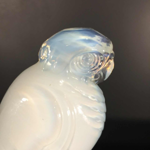 Charles Graffart for Val Saint Lambert LUXVAL, Art Deco budgie, opalescent glass