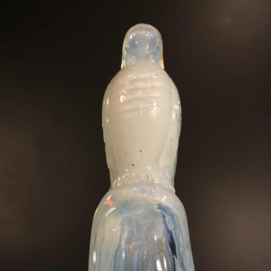 Charles Graffart Val Saint Lambert LUXVAL, perruche Art DÃ©co verre opalescent