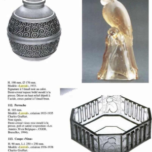 Charles Graffart Val Saint Lambert LUXVAL, perruche Art DÃ©co verre opalescent