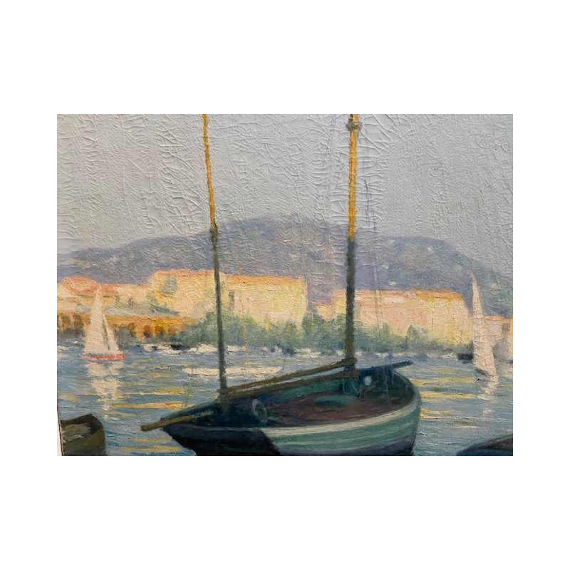 Raymond Thibesart ' Vue de port ', huile sur toile, circa 1930/40