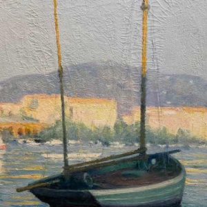 Raymond Thibesart ' Vue de port ', huile sur toile, circa 1930/40