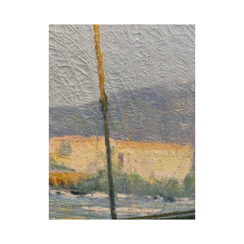 Raymond Thibesart ' Vue de port ', huile sur toile, circa 1930/40