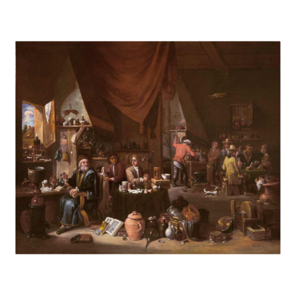 Gérard THOMAS (Flemish school) ‘The Alchemist in His Workshop’ oil on canvas painting, 17th century