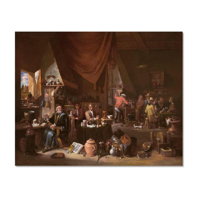 Gérard THOMAS (Flemish school) ‘The Alchemist in His Workshop’ oil on canvas painting, 17th century