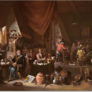 Gérard THOMAS (Flemish school) ‘The Alchemist in His Workshop’ oil on canvas painting, 17th century