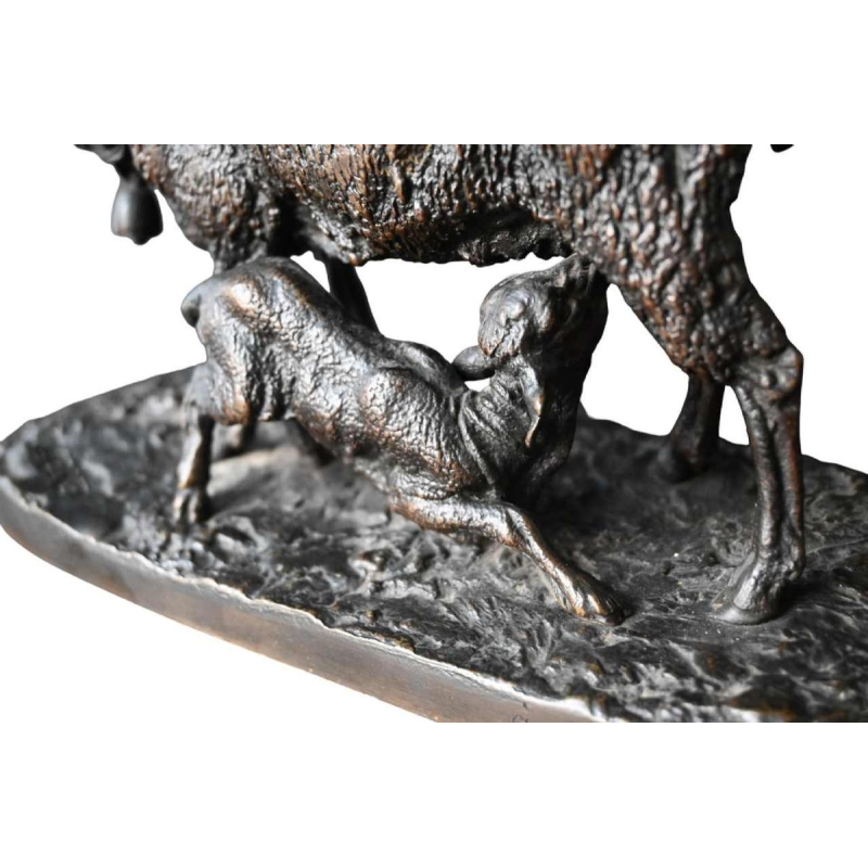 Pierre-Jules Mêne - The Sheep and Her Lamb - bronze sculpture with provenance, 19th c