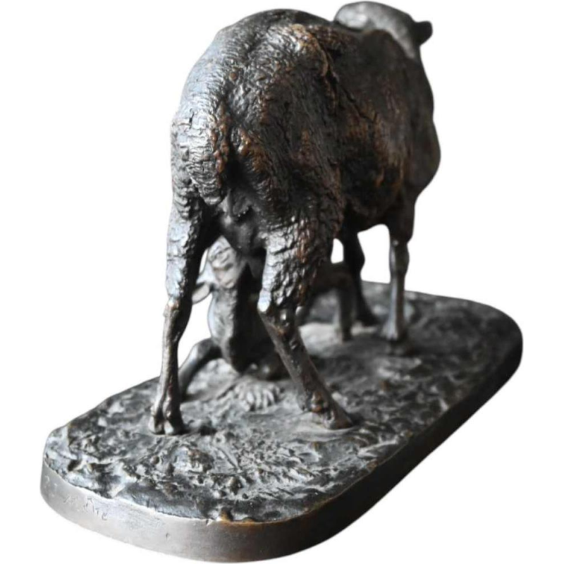 Pierre-Jules Mêne - La brebis et son agneau - sculpture animalière en bronze avec provenance, XIXe s