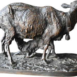 Pierre-Jules Mêne - The Sheep and Her Lamb - bronze sculpture with provenance, 19th c