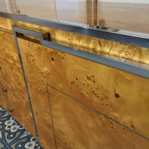 WILLY RIZZO voor MARIO SABOT, Buffet / Credenza / Dressoir, Walnoot Burl, ca. 1970