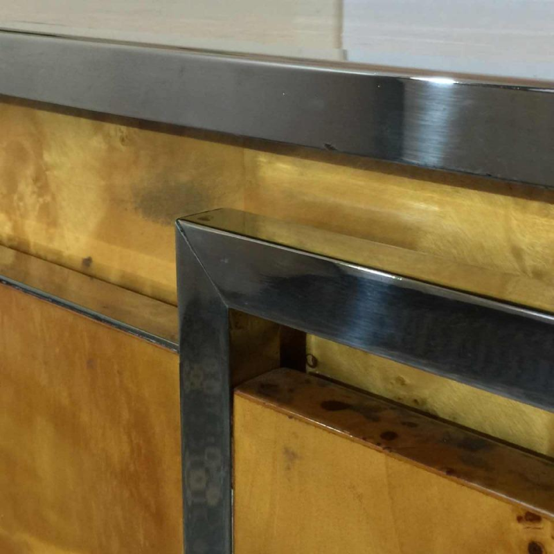 WILLY RIZZO voor MARIO SABOT, Buffet / Credenza / Dressoir, Walnoot Burl, ca. 1970