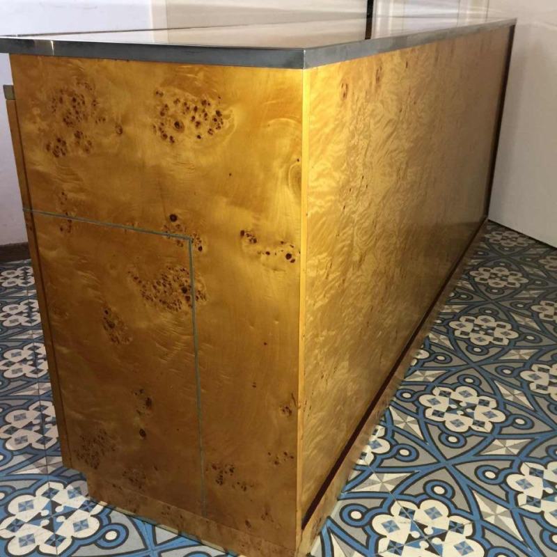 WILLY RIZZO for MARIO SABOT, Dresser / Sideboard / Credenza, Walnut Burl, ca. 1970