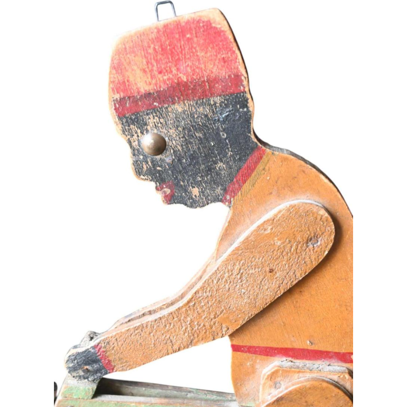 Articulated wood toy cyclist - Belgian folk art, early 20th century