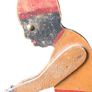 Articulated wood toy cyclist - Belgian folk art, early 20th century