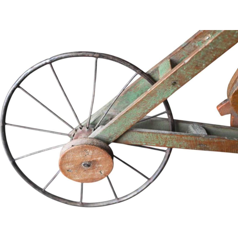 Articulated wood toy cyclist - Belgian folk art, early 20th century