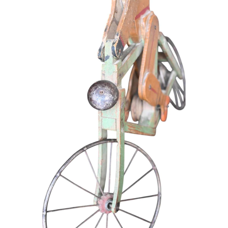 Jouet articulé de cycliste en bois – art populaire belge, début du XXe Siècle