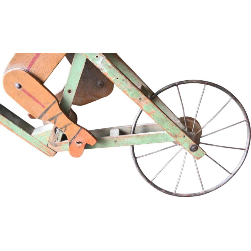 Jouet articulé de cycliste en bois – art populaire belge, début du XXe Siècle