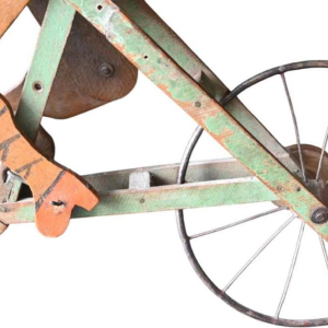 Articulated wood toy cyclist - Belgian folk art, early 20th century