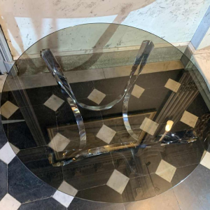 ROGER SPRUNGER voor DUNBAR, Salon Lounge Tafel, Gedraaid Verchroomd Staal 70s