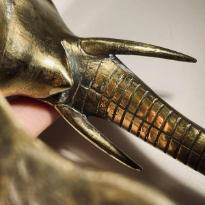 Door knocker/wall-mounted paperweight, bronze elephant sculpture, 19th century