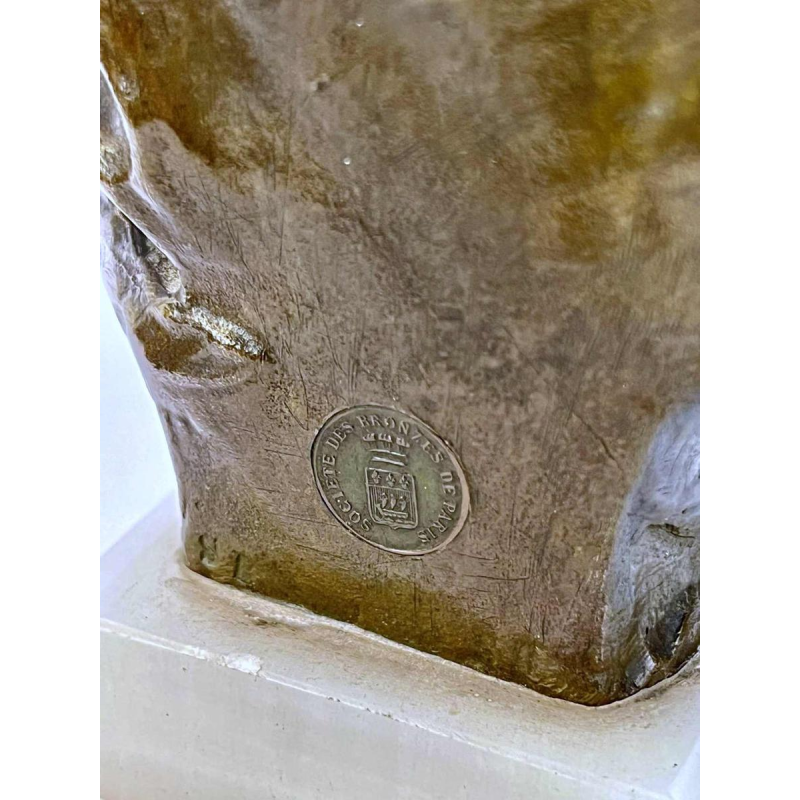 Georges VAN DER STRAETEN by Société des Bronzes Paris, bust of jeune femme rieuse, ca 1900