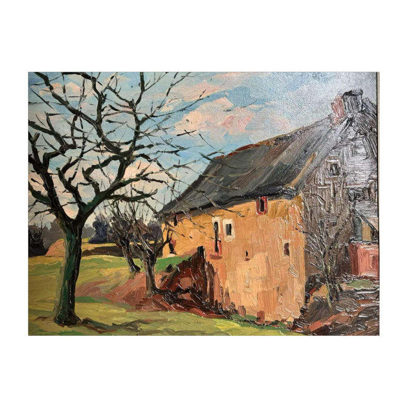 Robert DISTECHE « Maison à GLEIXHE (Flemalle) » peinture sur panneau
