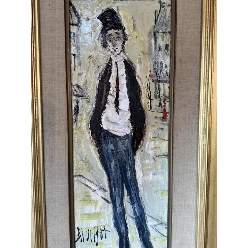 Gabriel DAUCHOT « Jeune homme à Montmartre » peinture sur toile