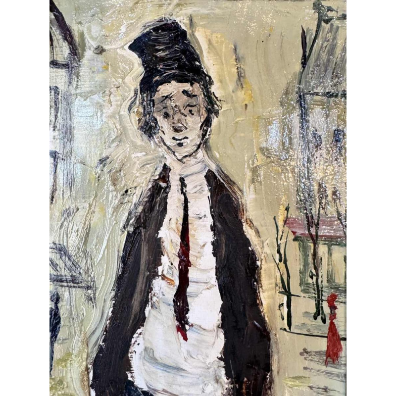 Gabriel DAUCHOT « Jeune homme à Montmartre » peinture sur toile