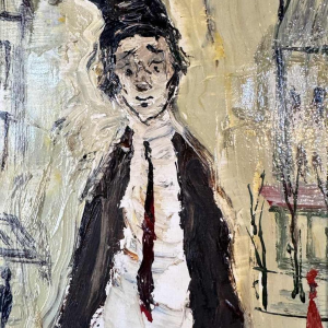 Gabriel DAUCHOT “ Jonge man in Montmartre “ schilderij op doek