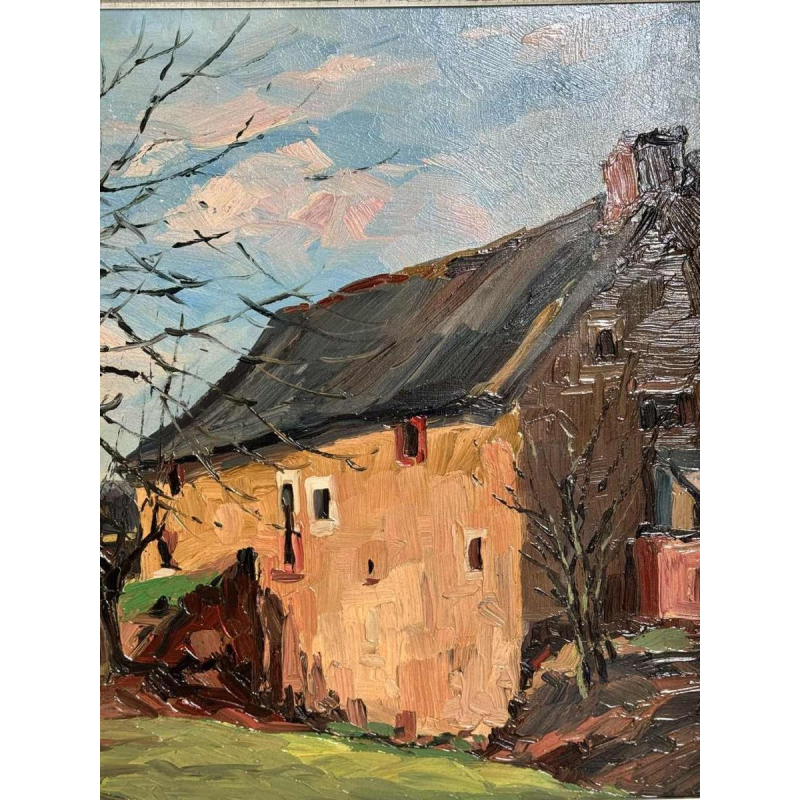 Robert DISTECHE « Maison à GLEIXHE (Flemalle) » peinture sur panneau