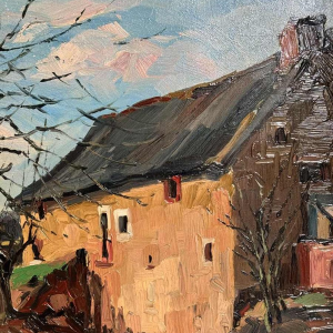 Robert DISTECHE « Maison à GLEIXHE (Flemalle) » peinture sur panneau