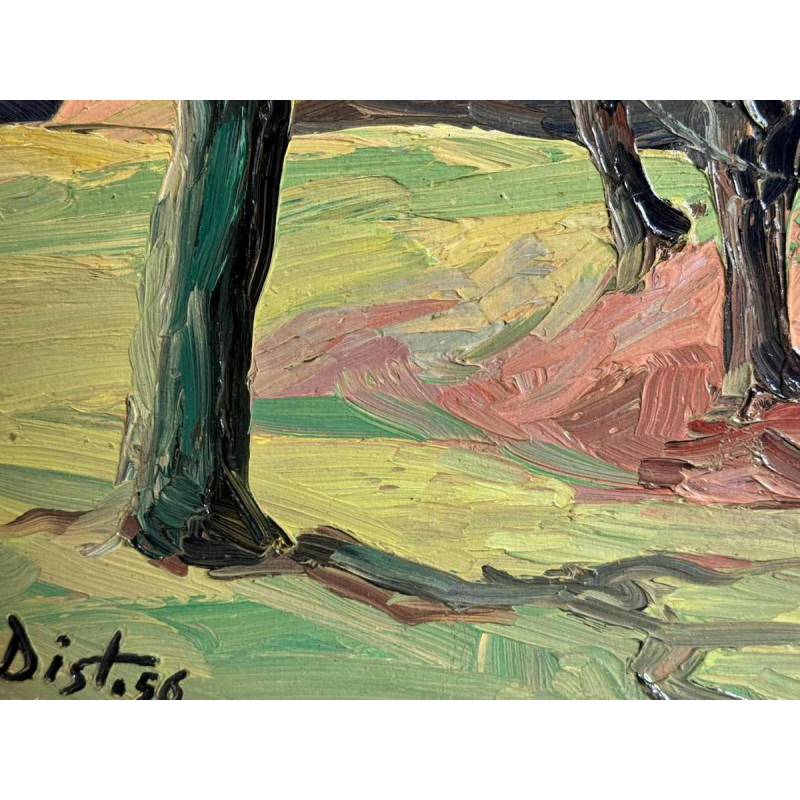 Robert DISTECHE “ Huis te GLEIXHE (Flemalle) “ schilderij op paneel