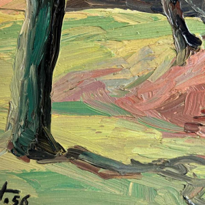 Robert DISTECHE “ Huis te GLEIXHE (Flemalle) “ schilderij op paneel