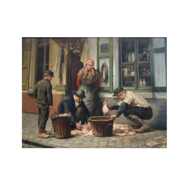 Van der Haeghen Edmond 'Retour de Pêche' peinture huile sur toile, 1889