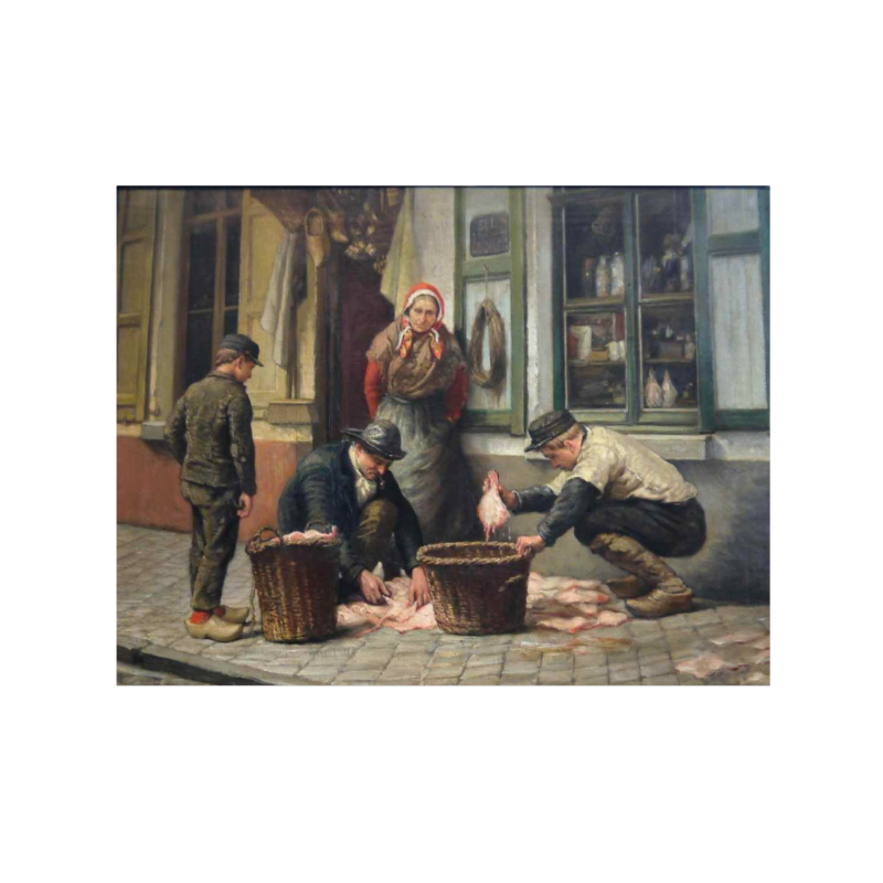 Van der Haeghen Edmond 'Retour de Pêche' peinture huile sur toile, 1889