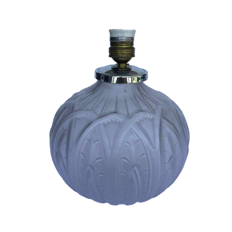 Art Deco lampvoet, gestileerd bladmotief, gesatineerd geperst glas, ca. 1930