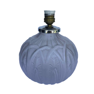 Art Deco lampvoet, gestileerd bladmotief, gesatineerd geperst glas, ca. 1930